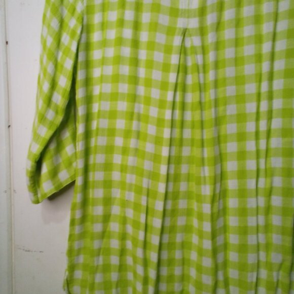 Soft Surroundings Shirt Women S Half Sleeve V-Neck Plaid Gingham Green - Picture 15 of 16